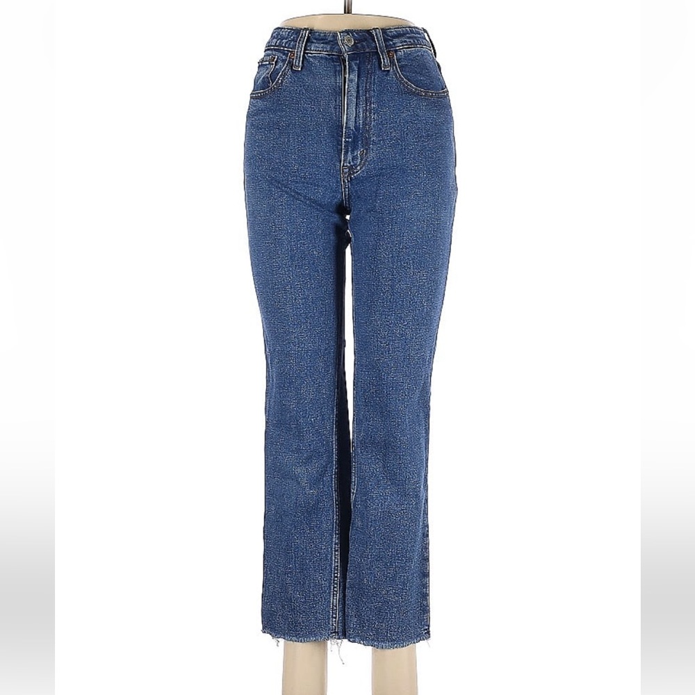 Abercrombie & Fitch high rise raw hem crop jeans